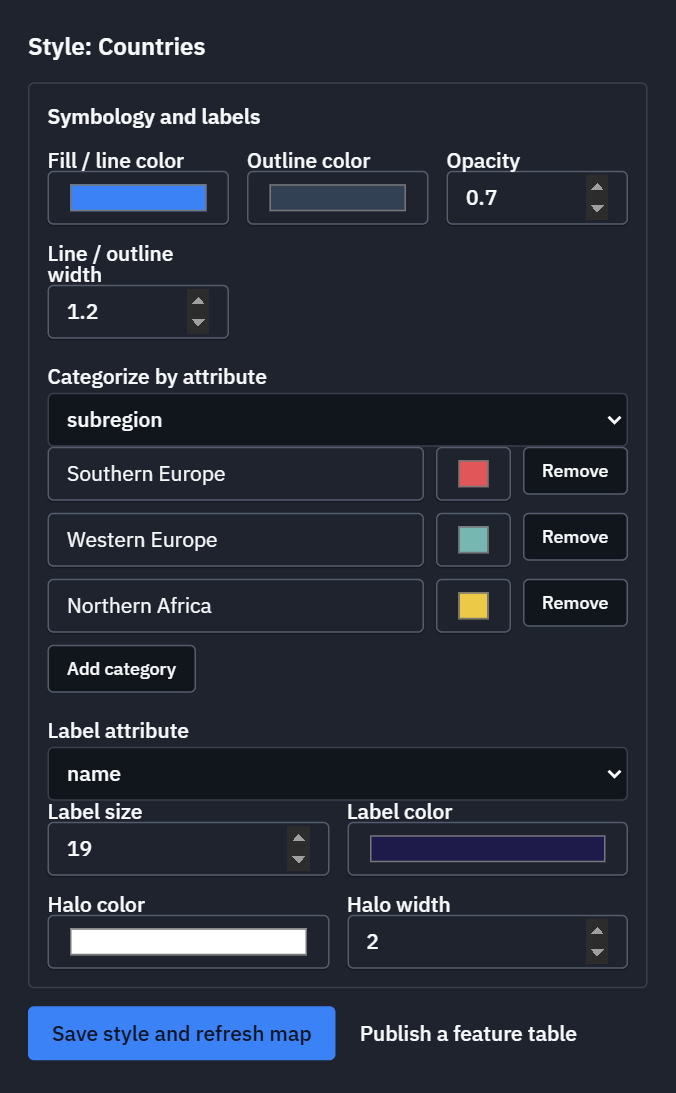 Shared style editor